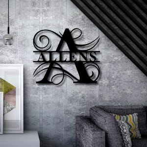 Custom Metal Name Sign, Family Name Metal Sign, Personalized Last Name Sign, Door Hanger, Outdoor Metal Sign, Wedding Gift, Monogram Sign image 4