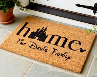 Personalized Disney Doormat, Housewarming Gift, Castle Welcome Mat, Fairytale Wedding Gift, Disney Lover Gifts for Family, Disney Decor