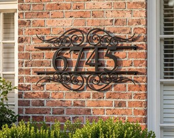 BoutiQUEENnMetal Personalized Address Sign With Planter Box – Custom House Numbers, Metal Outdoor Sign, Weather-Resistant, 5 Sizes, 6 Colors – Great Housewarming Gift