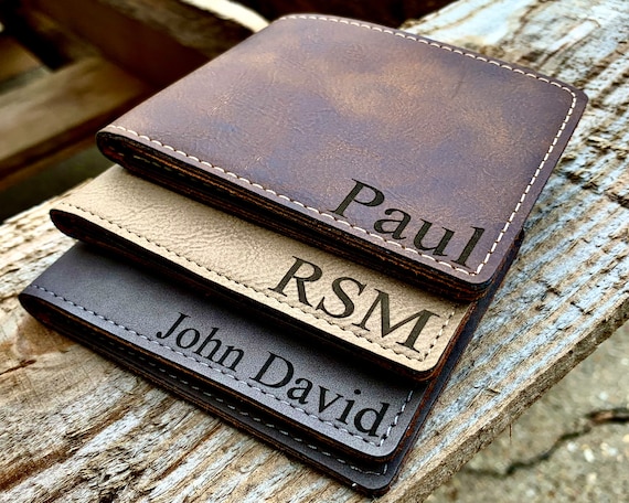 Personalized Mens Leather Wallet Engraved Wallet Men's 