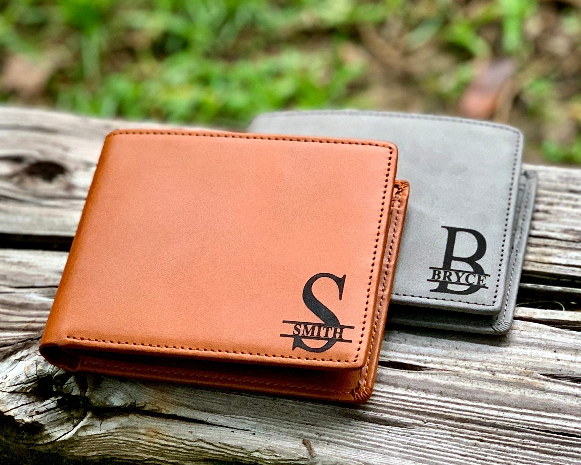 PERSONALIZED Leather Wallet Case With Mirror Custom Name Engraved