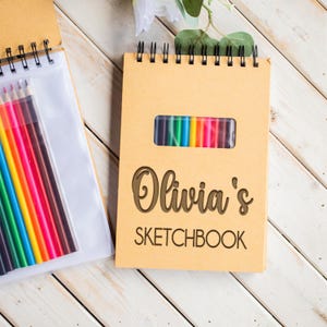 Custom Drawing Sketchbook with 12 Coloring Pencils, Personalize Sketchpad for Girls, Gift for Young Artist, Birthday Gift for Girls Art Gift zdjęcie 5
