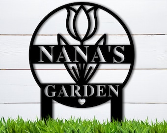 Metal Sign for Garden, Personalized Garden Sign, Custom Garden Sign on Stake, Metal Garden Sign, Nana Gift, Garden Gifts, Gardener Decor