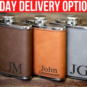 Personalized Leather Flask, Groomsmen Flask, Engraved Flask, Hip Flask, Custom Flask, Monogrammed Flask, Flask for Groomsmen,Groomsman Flask