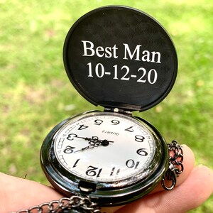 Groomsmen Proposal, Personalized Pocket Watch Engraved, Groomsmen Gift, Groomsmen Pocket Watch, Pocket Watch for Groomsmen, Groomsman Gift image 4