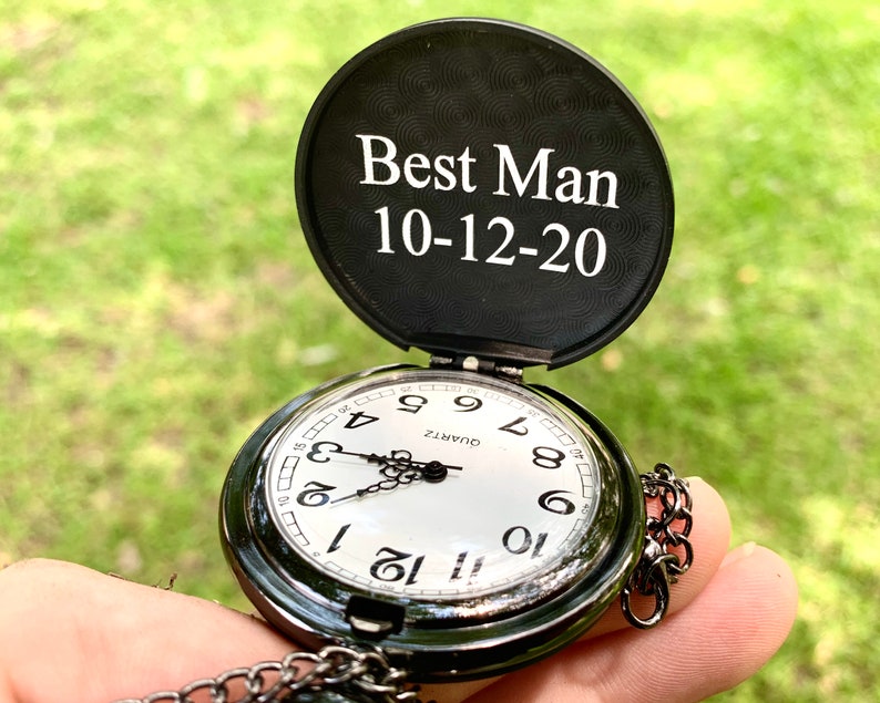 Groomsmen Proposal, Personalized Pocket Watch Engraved, Groomsmen Gift, Groomsmen Pocket Watch, Pocket Watch for Groomsmen, Groomsman Gift image 4