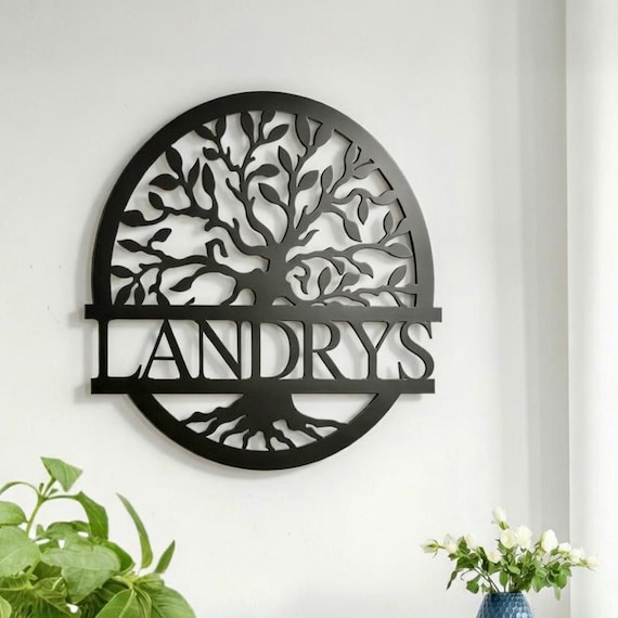 Custom Metal Name Sign, Family Name Metal Sign, Personalized Last Name Sign, Door Hanger, Outdoor Metal Sign, Wedding Gift, Monogram Sign