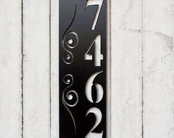 House Number Plaque, Vertical Address Sign, Door Number, Metal House Number, Metal Art, Address Number, Number Sign, Metal Address Sign