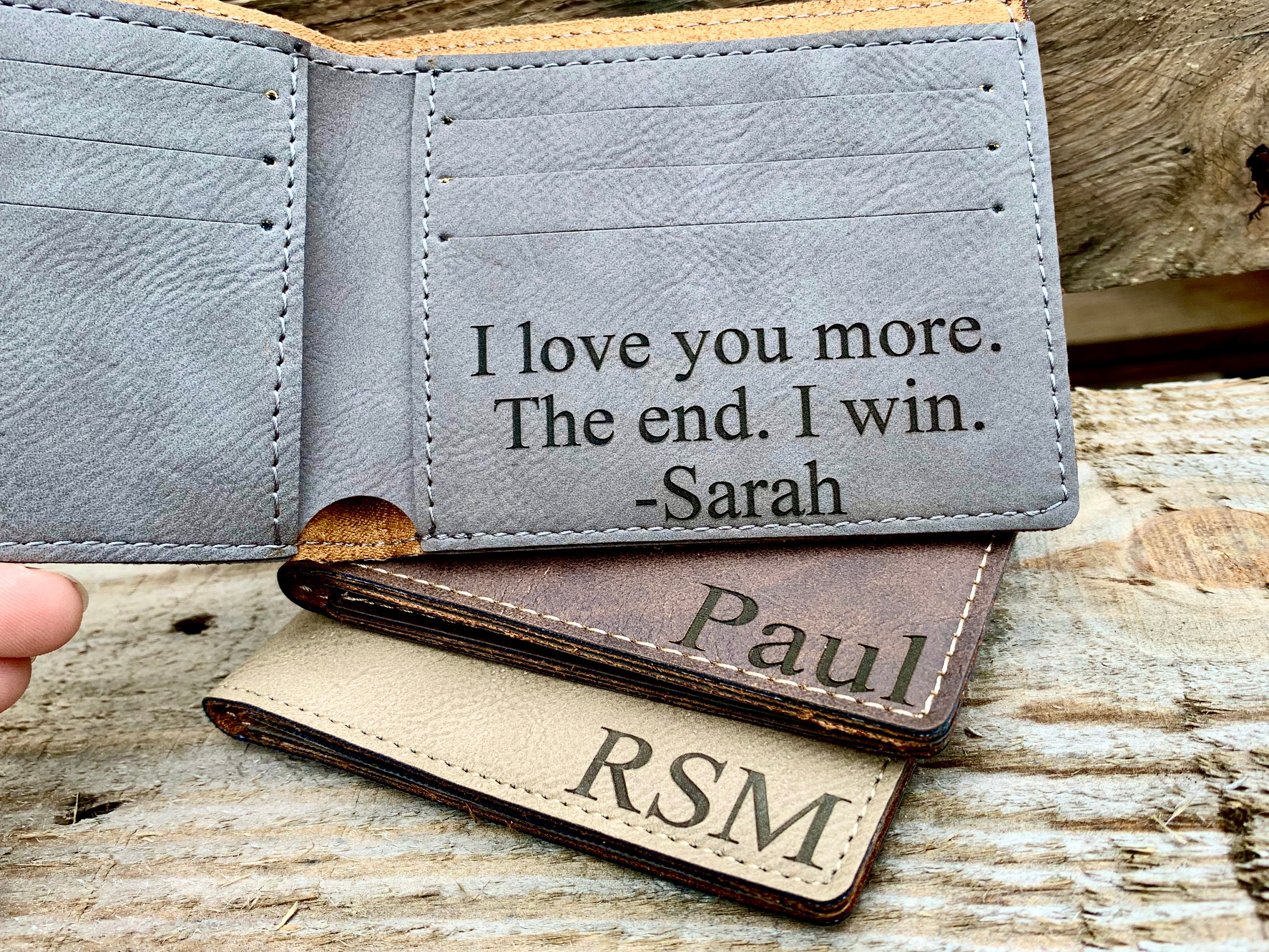 Men's Personalized Engraved Monogrammed Black Leather Wallet - Teals  Prairie & Co.®