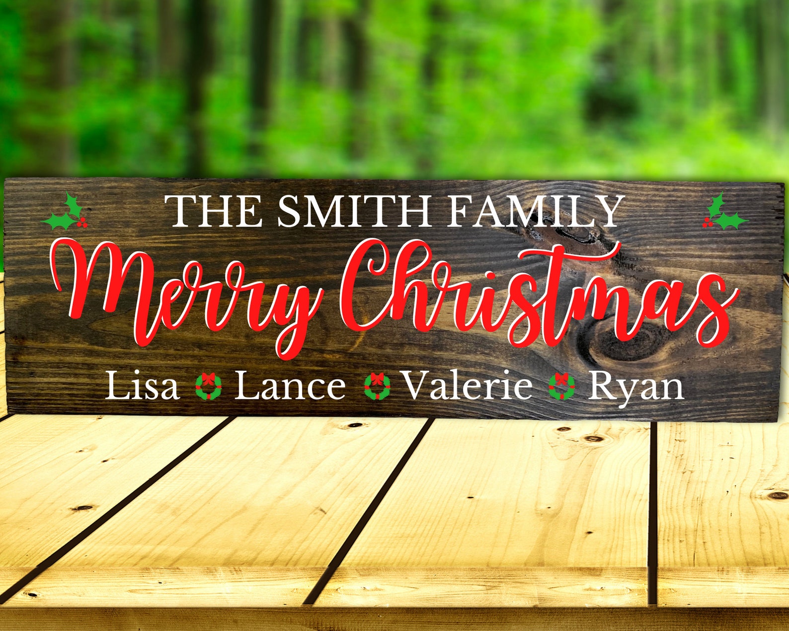 Christmas Sign With Kids Names Family Name Christmas Decor Etsy