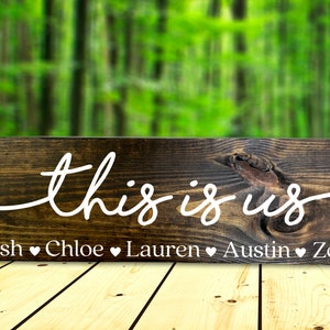 Personalized This is Us Sign Wood Sign, Housewarming Gift, Personalized Sign, Farmhouse Sign, Wedding Gift,Anniversary Gift,Family Room Sign