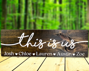 Personalized This is Us Sign Wood Sign, Housewarming Gift, Personalized Sign, Farmhouse Sign, Wedding Gift,Anniversary Gift,Family Room Sign