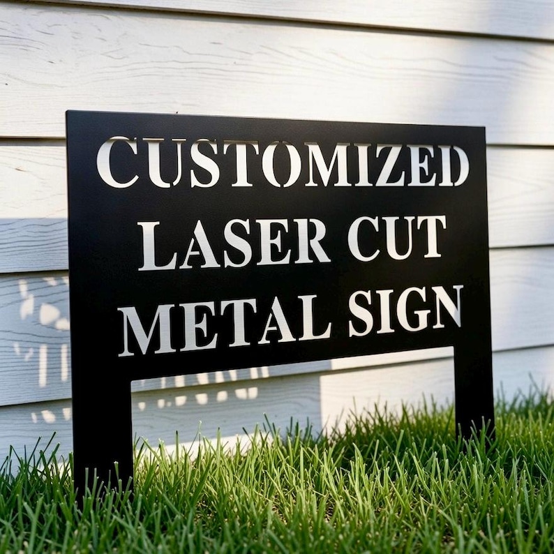 Custom Metal Yard Sign with Stakes, Personalized Yard Signs for Outside, Custom Yard Sign, Metal Lawn Sign, Custom Garden Metal Sign image 2