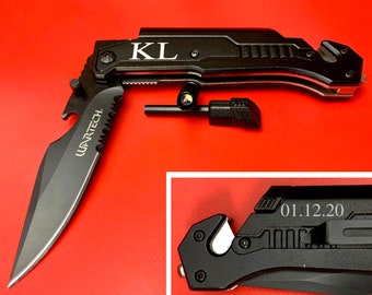 Survival Pocket Knife, Engraved Hunting Knife, Gifts for Hunters Men, Engraved Gifts for Him, Personalized Hunting Knife,Hunter Gift for Men