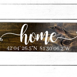 Home Sign with Coordinates, New Home Gift, Realtor Closing Gift, Housewarming Gift, Home Closing, Longitude Latitude Sign, GPS Sign for Home