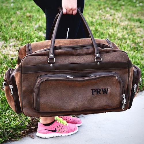 Leather Duffle Bag Men Personalized Groomsmen Gift Bag Etsy