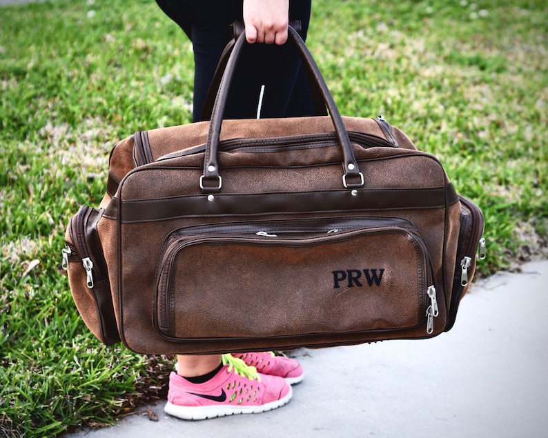 Leather Duffle Bag Men Personalized Groomsmen Gift Bag | Etsy