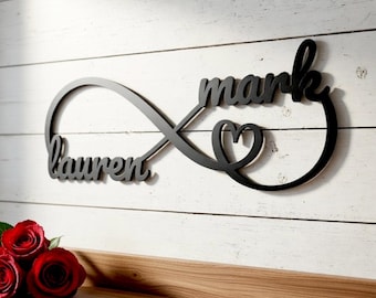 Infinity Sign Containing Names, Personalized Metal Infinity Sign, Infinity Metal Sign, Infinity Sign Name, Infinity Sign Metal newlywed gift