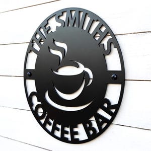 Personalized Coffee Bar Sign, Coffee Bar Decor, Kitchen Sign, Custom Coffee Sign, Kitchen Wall Decor, Coffee Bar Ideas, Metal Coffee Sign Bild 1