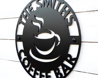 Personalized Coffee Bar Sign, Coffee Bar Decor, Kitchen Sign, Custom Coffee Sign, Kitchen Wall Decor, Coffee Bar Ideas, Metal Coffee Sign