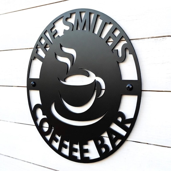 Personalized Coffee Bar Sign, Coffee Bar Decor, Kitchen Sign, Custom Coffee Sign, Kitchen Wall Decor, Coffee Bar Ideas, Metal Coffee Sign