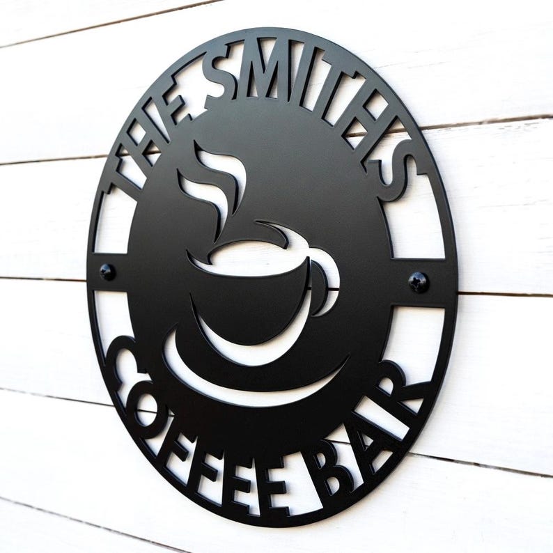 Personalized Coffee Bar Sign, Coffee Bar Decor, Kitchen Sign, Custom Coffee Sign, Kitchen Wall Decor, Coffee Bar Ideas, Metal Coffee Sign Bild 1