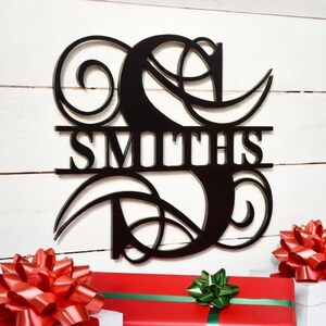 Custom Metal Name Sign, Family Name Metal Sign, Personalized Last Name Sign, Door Hanger, Outdoor Metal Sign, Wedding Gift, Monogram Sign image 2