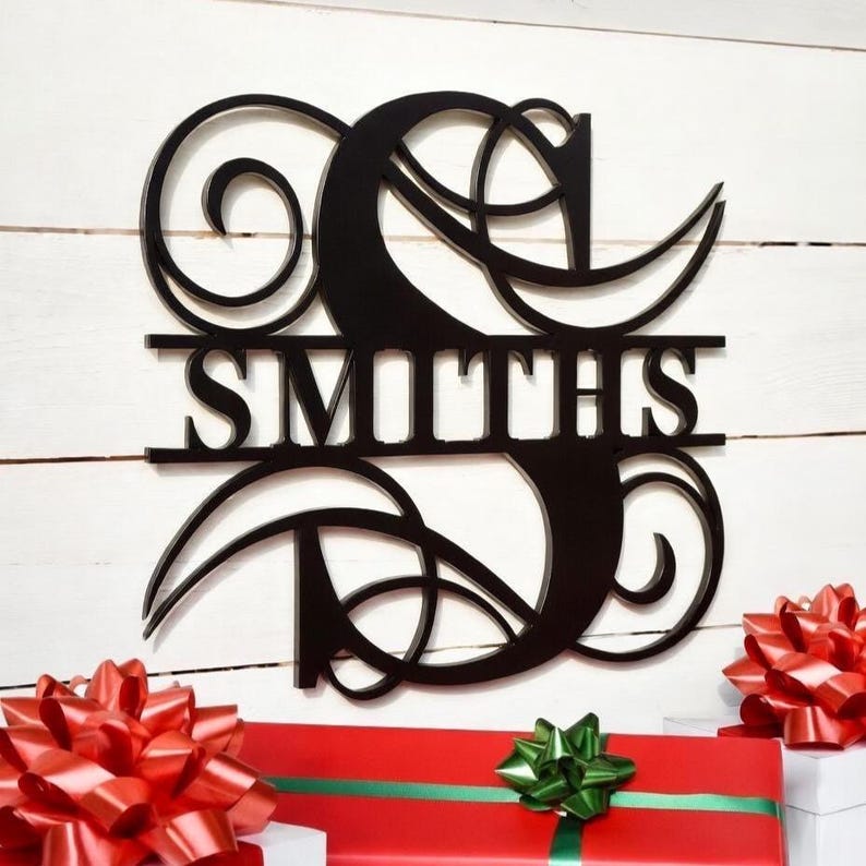 Custom Metal Name Sign, Family Name Metal Sign, Personalized Last Name Sign, Door Hanger, Outdoor Metal Sign, Wedding Gift, Monogram Sign image 2