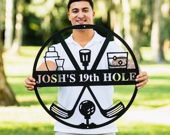 19th Hole Metal Sign, Golf Gifts for Men, Personalized Golf Sign, Golf Mancave Sign, Golfer Gifts, Boyfriend Gift, Husband Gift, Dad Gift