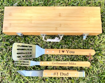 Personalized Grill Set, Grilling Tools, Grilling Gifts, Grilling Set, BBQ Grill Set, Grill Tools, Engraved Grill Set, Gift for Men, Spatula