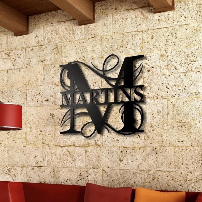 Custom Metal Name Sign, Family Name Metal Sign, Personalized Last Name Sign, Door Hanger, Outdoor Metal Sign, Wedding Gift, Monogram Sign image 3