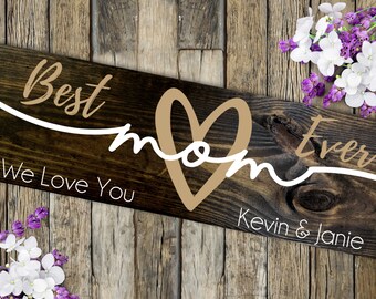 Mom Christmas Gift, Mom We Love You Sign, Christmas Gifts for Mom Wood Signs for Home Decor for Mom Birthday Gift from Daughter Kids Son