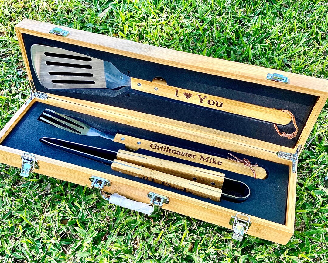 Personalized BBQ Set, Grill Gift Set, Grilling Tools, Father's Day Gift