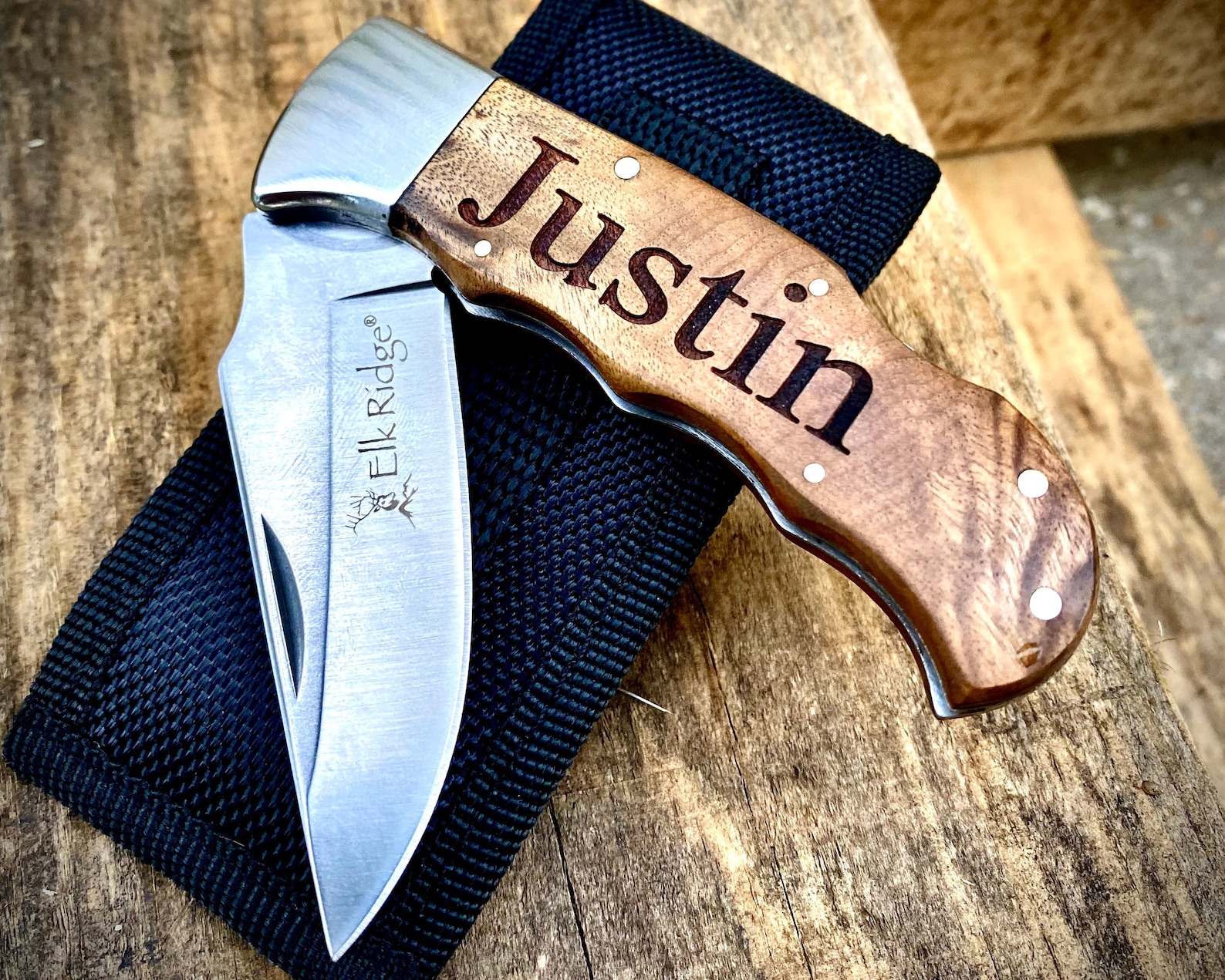 Personalized Engraved Pocket Knife With Sheath Engraved Etsy