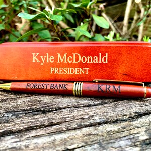 Personalized Pen Gift, Engraved Pen and Case, Custom Pens for Men, Wood Pen, Personalized Ball Point Pen, Personalized Business Gifts,