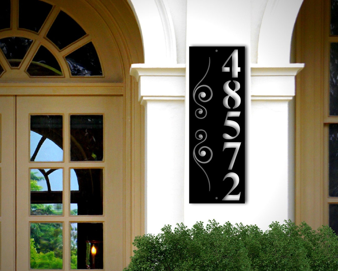 House Number Plaque, Vertical Address Sign, Door Number, Metal House ...