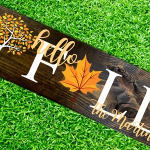 Hello Fall Sign Personalized, Autumn Wall Decor, Fall Wall Sign, Fall Home Decor