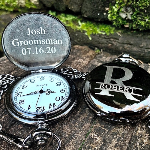 ENGRAVED Pocket Watch Personalized Pocket Watch Gift for Dad Etsy