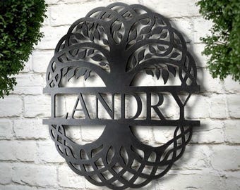 Personalized Family Name Metal Sign, Housewarming Gift, Metal Monogram Sign, Door Hanger, Last Name Sign, Metal Wall Art, Wedding Gift