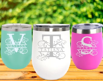 Bridesmaid Wine Tumbler Set, Wine Tumbler with Name, Personalized Wine Tumbler, Engraved Wine Tumbler,Wine Tumbler Personalized,Travel Wine