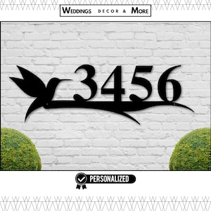 Hummingbird Sign, Hummingbird Address Sign, Bird House Numbers, Branch Address Sign, Metal Address Sign, Metal Address numbers, Address Sign