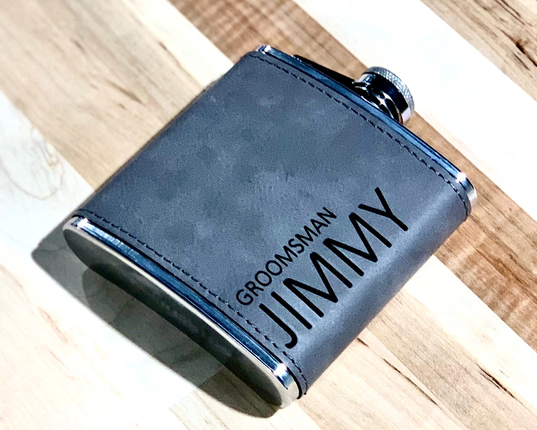 Groomsmen Gift Set – 7oz Engraved Hip Flask, 2 Shot Glasses & Funnel In Gift Box, 'Pairs Well With Duties'