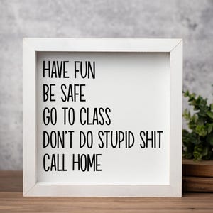 Dorm Rules Sign Decor, Have Fun Be Safe Go To Class, Funny Graduation Gift, College Gifts, New College Student Gift afbeelding 2