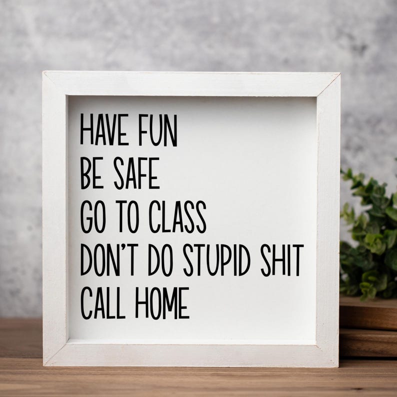 Dorm Rules Sign Decor, Have Fun Be Safe Go To Class, Funny Graduation Gift, College Gifts, New College Student Gift afbeelding 2