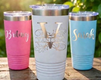 Personalized Tumbler, 20 Oz Tumbler, Custom Tumbler, Stainless Steel Mug, Engraved Tumbler, Monogram Tumbler, Travel Mug, Bridesmaid Tumbler
