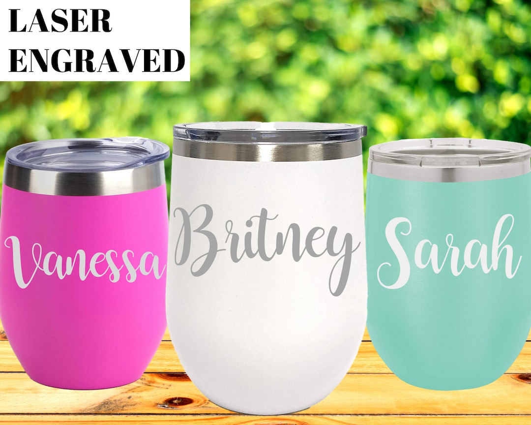 Personalized Wine Tumbler With Lid, Engraved Wine Tumbler, Bridesmaid