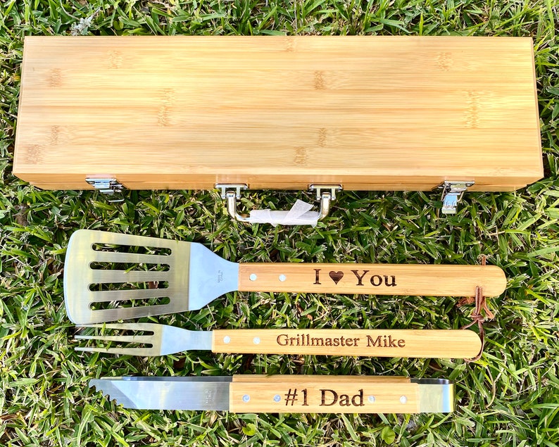 Regalo personalizado para el Día del Padre, regalo personalizado para hombres, regalo para papá, regalo de cumpleaños para papá, regalo de parrilla para papá, juego de parrilla para papá, regalo personalizado para papá imagen 2