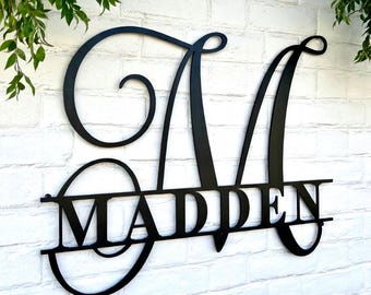 Metal Name Sign Outdoor Metal Wall Art Family Name Sign Metal Last Name Metal Signs Personalized Metal Monogram Sign for Wall Metal Art