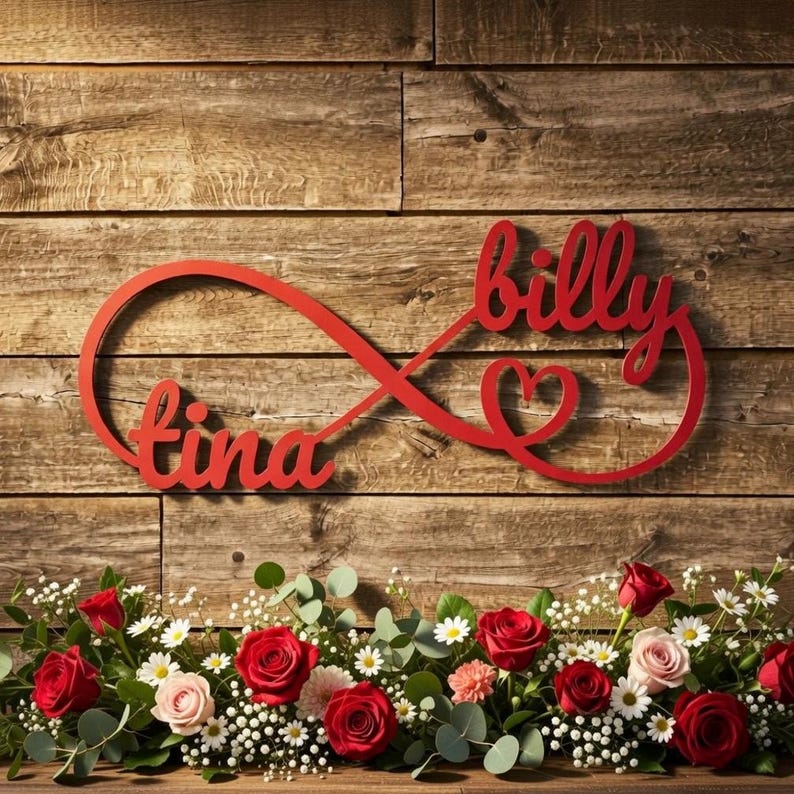 Personalized Engagement Gifts, Newly Engaged Gift, Newly Wed Gifts, Newlywed Sign, Personalized Metal Wall Art, Metal Signs, Infinity Sign image 4