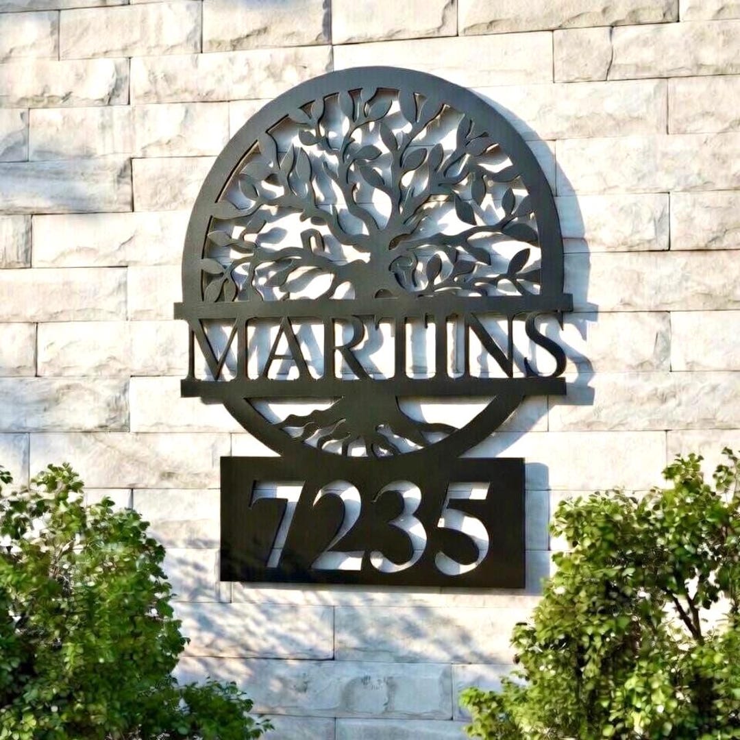 Tree Address Tree of Life Address Sign, Tree of Life Metal Sign, Family Name Address ...